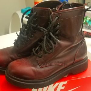 Maroon combat boots